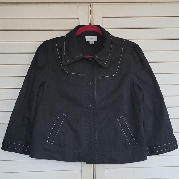 Women's Loft short black loft coat Size 8 - Picture 1 of 16